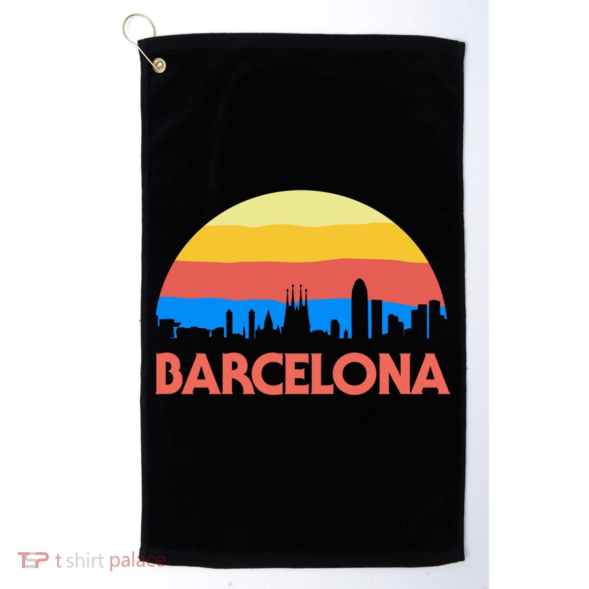 Barcelona Spain Retro Tourism Cool Gift Golf Towel