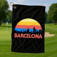 Barcelona Spain Retro Tourism Cool Gift Golf Towel thumb 1