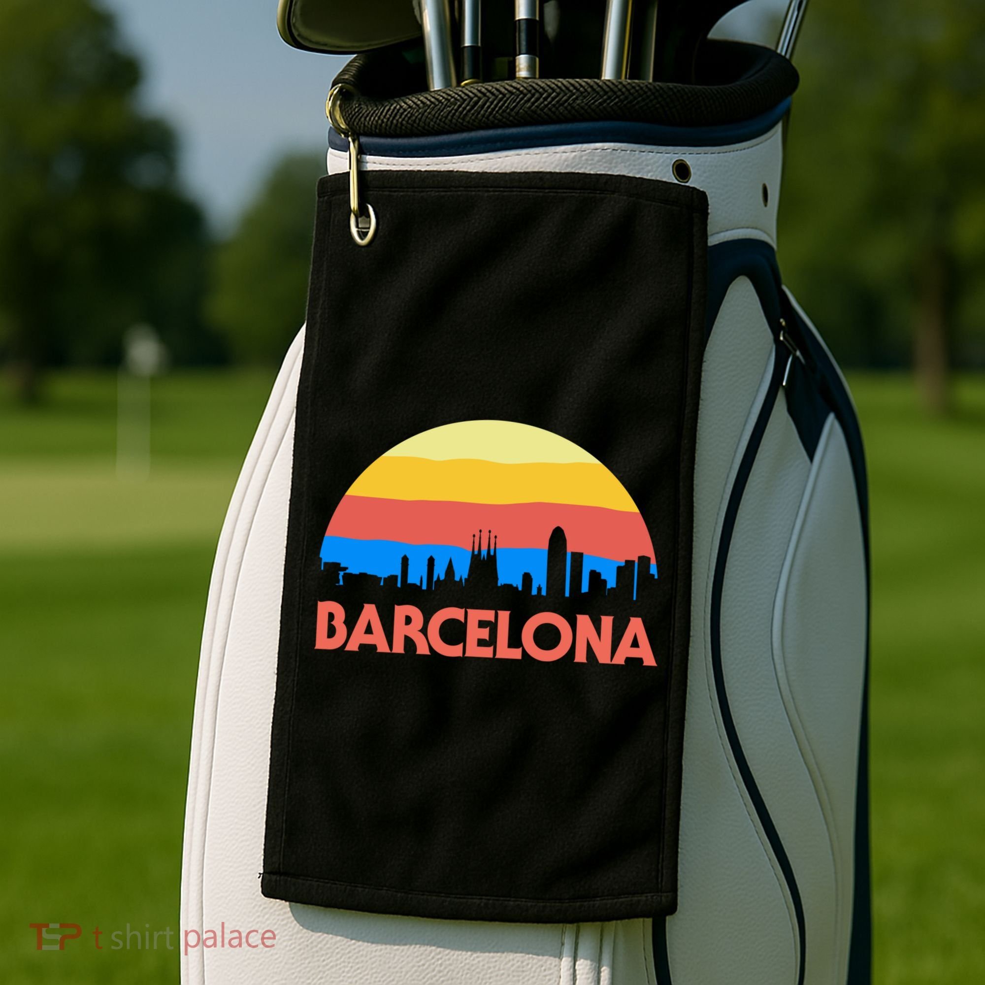 Barcelona Spain Retro Tourism Cool Gift Golf Towel