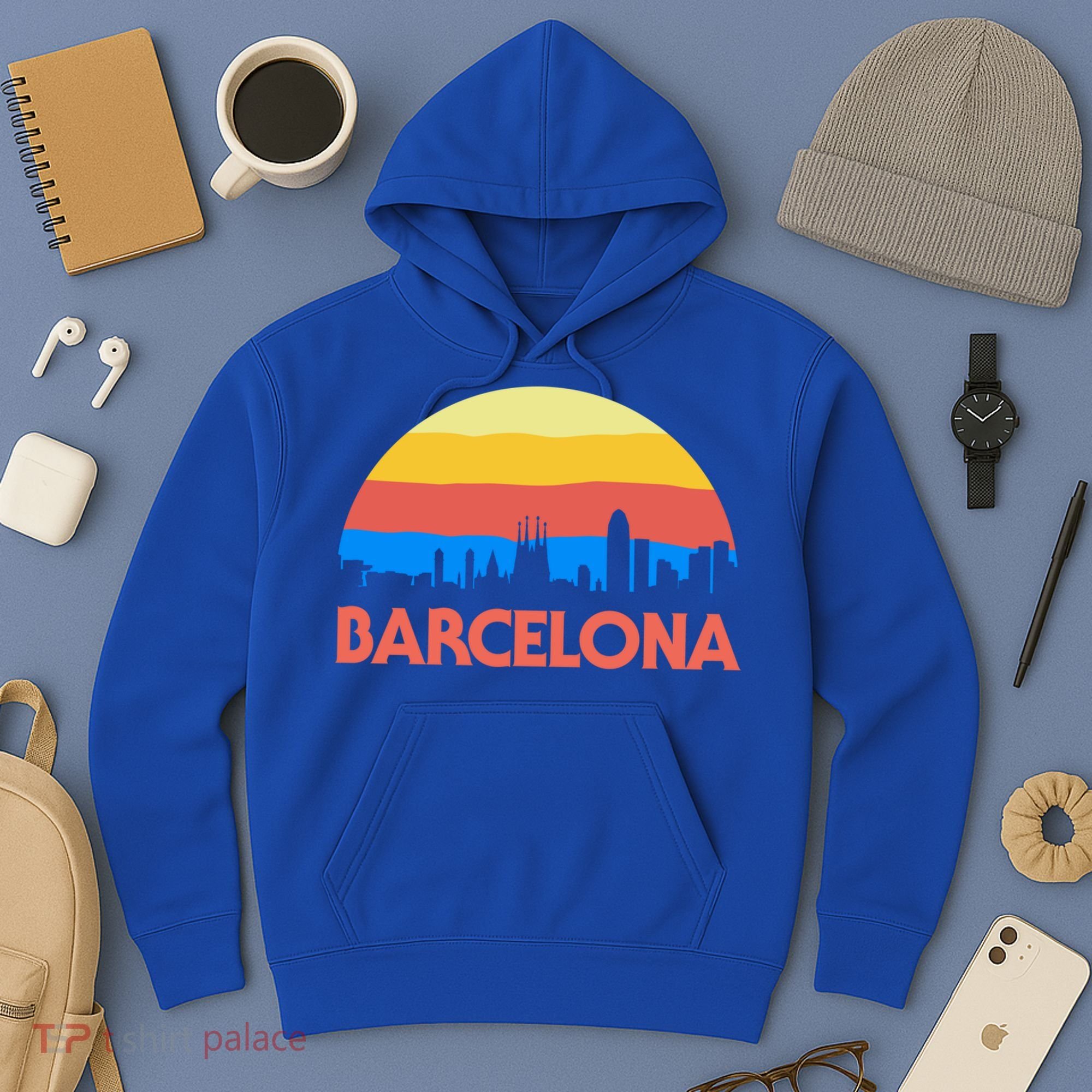Barcelona Spain Retro Tourism Cool Gift Hoodie