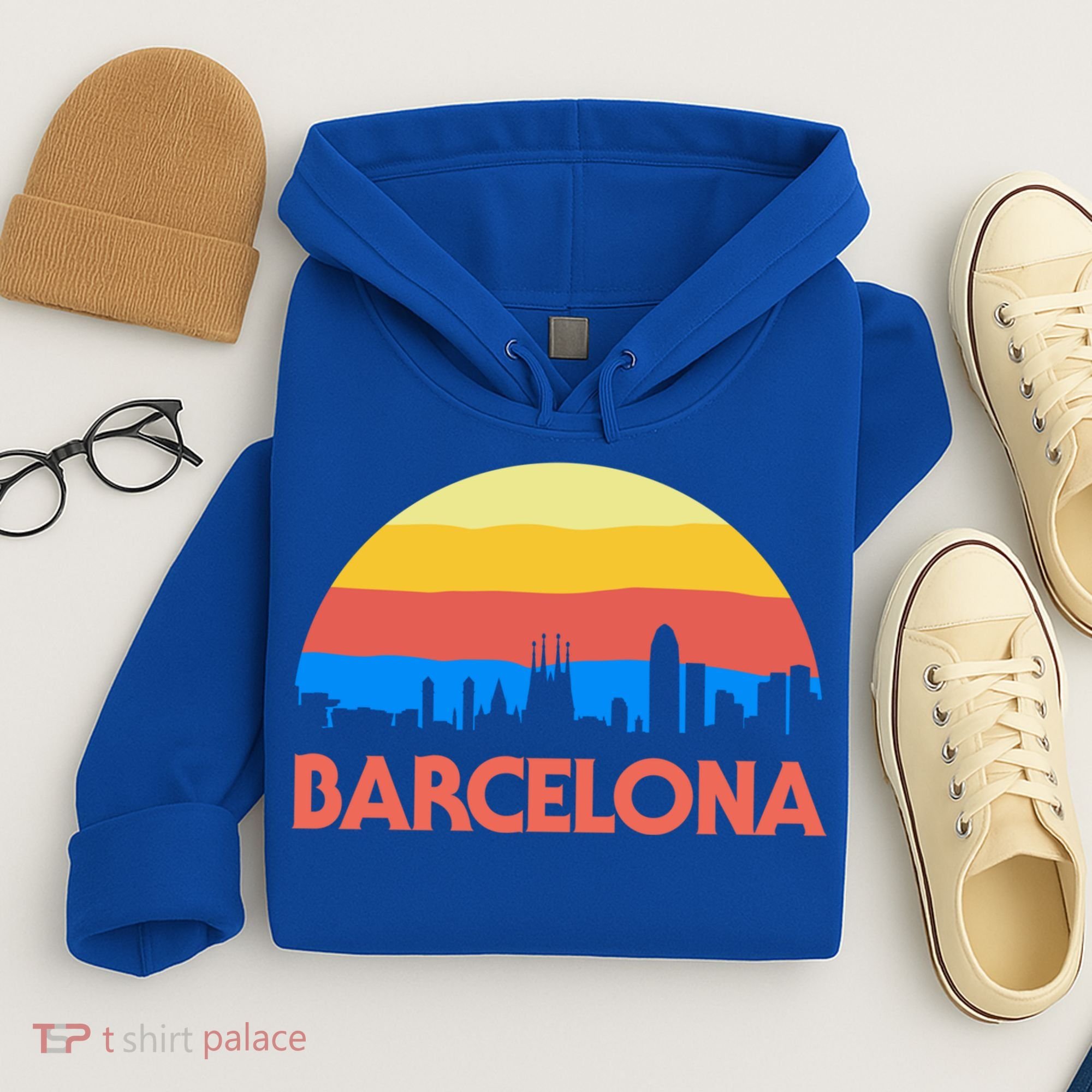 Barcelona Spain Retro Tourism Cool Gift Hoodie