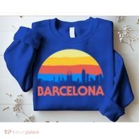 Barcelona Spain Retro Tourism Cool Gift Sweatshirt thumb 2