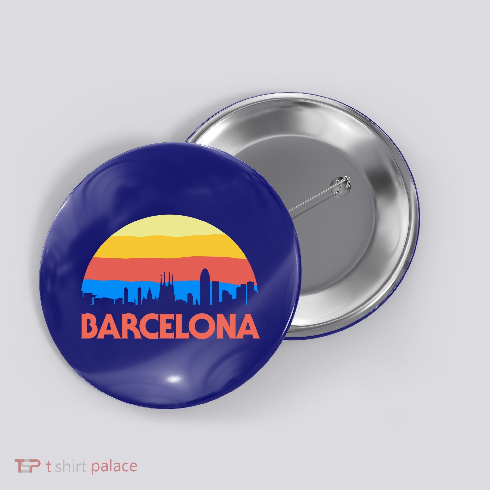 Barcelona Spain Retro Tourism Cool Gift Button