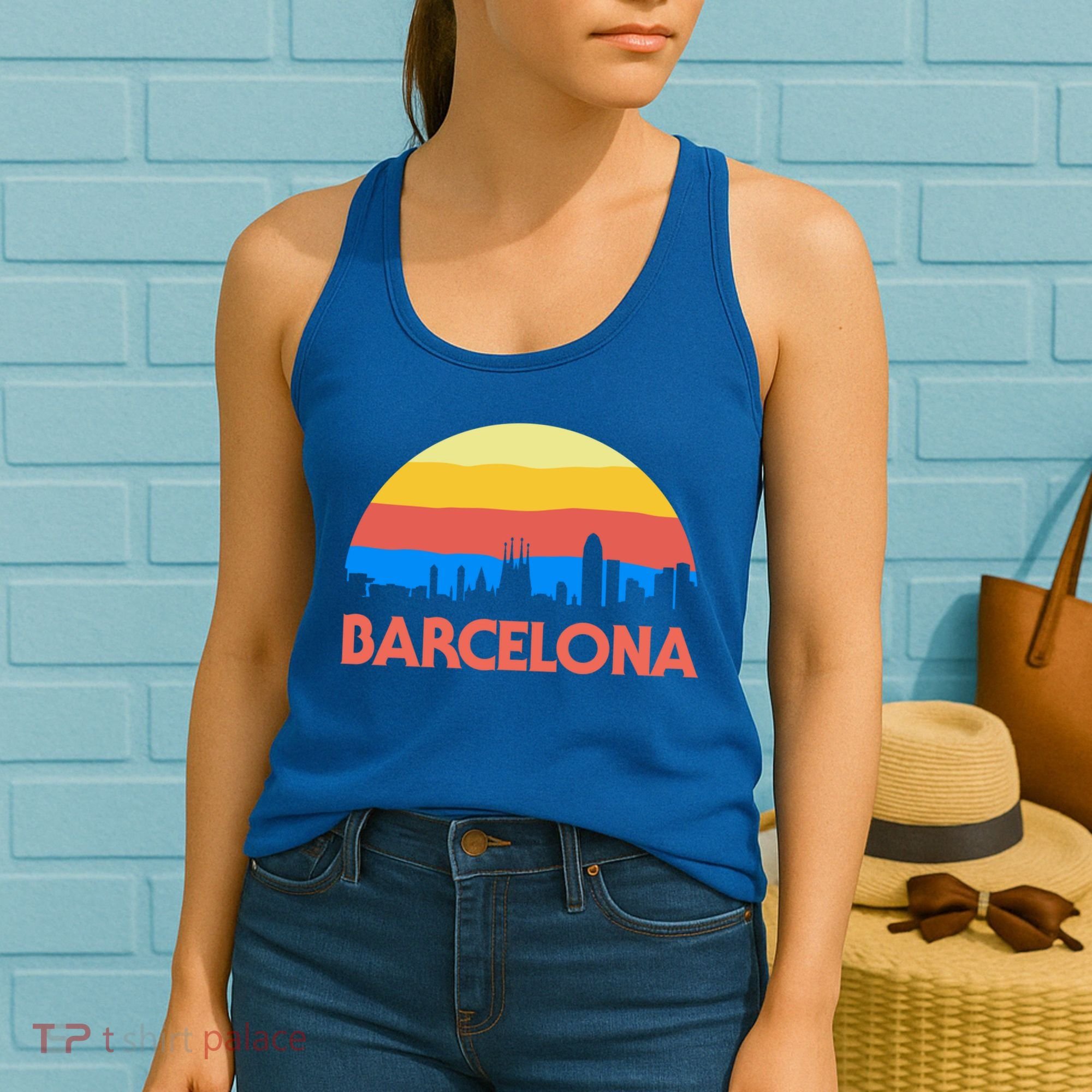 Barcelona Spain Retro Tourism Cool Gift Women's Tank Top