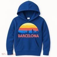 Barcelona Spain Retro Tourism Cool Gift Kids Hoodie thumb 0