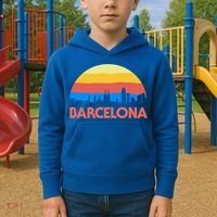 Barcelona Spain Retro Tourism Cool Gift Kids Hoodie thumb 2