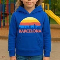 Barcelona Spain Retro Tourism Cool Gift Kids Hoodie thumb 3