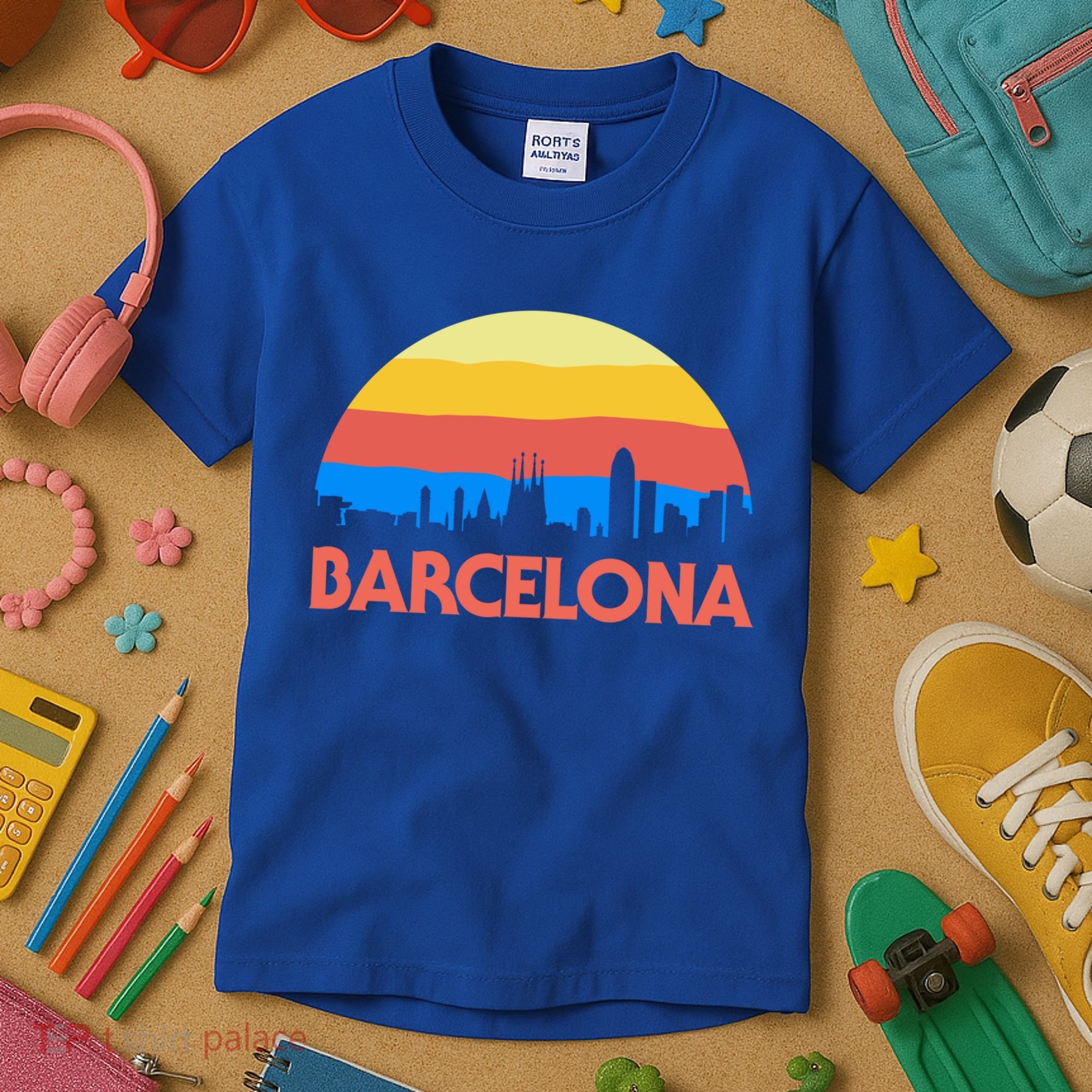 Barcelona Spain Retro Tourism Cool Gift Kids T-Shirt