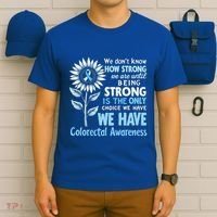 Blue Sunflower Ribbon Colorectal Colon Cancer Awareness Gift T-Shirt thumb 6