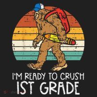 Bigfoot Sasquatch Ready To Crush 1st Grade First Day School Beanie thumb 2