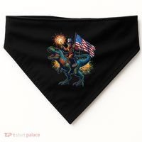 Bigfoot Sasquatch Riding Dinosaur T Rex Funny 4th Of July USA-Made Doggie Bandana thumb 0