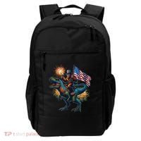 Bigfoot Sasquatch Riding Dinosaur T Rex Funny 4th Of July Backpack thumb 0