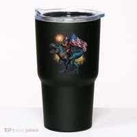 Bigfoot Sasquatch Riding Dinosaur T Rex Funny 4th Of July Tumbler thumb 0