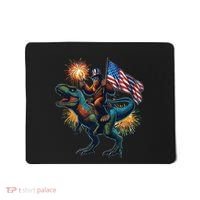 Bigfoot Sasquatch Riding Dinosaur T Rex Funny 4th Of July Mousepad thumb 0