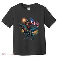Bigfoot Sasquatch Riding Dinosaur T Rex Funny 4th Of July Toddler T-Shirt thumb 0