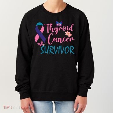 Butterflies Support Ribbon Thyroid Cancer Survivor Gift Women's Sweatshirt