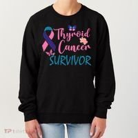 Butterflies Support Ribbon Thyroid Cancer Survivor Gift Women's Sweatshirt thumb 0