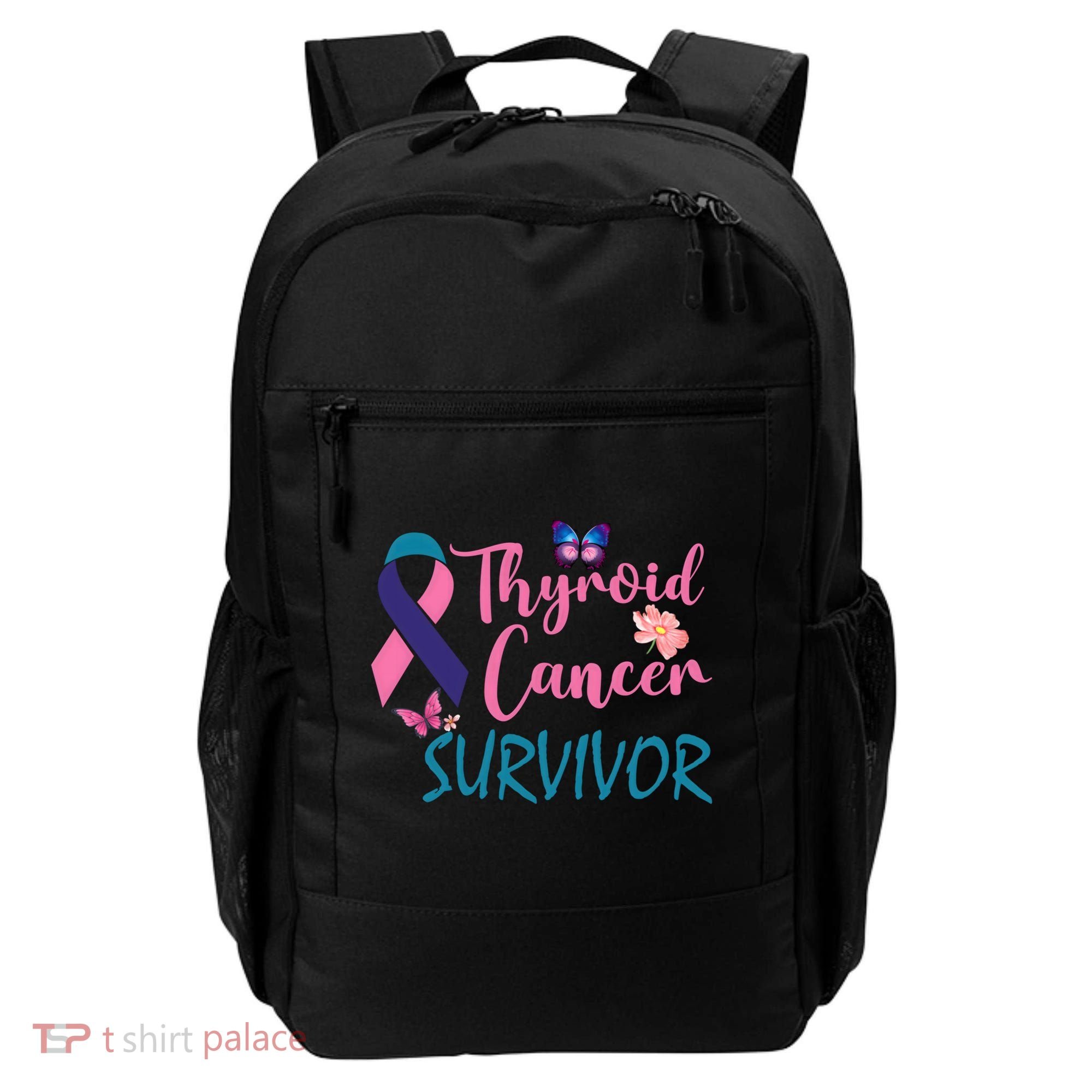 Butterflies Support Ribbon Thyroid Cancer Survivor Gift Backpack