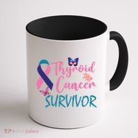 Butterflies Support Ribbon Thyroid Cancer Survivor Gift Coffee Mug thumb 1