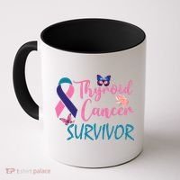 Butterflies Support Ribbon Thyroid Cancer Survivor Gift Coffee Mug thumb 0