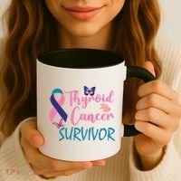 Butterflies Support Ribbon Thyroid Cancer Survivor Gift Coffee Mug thumb 3