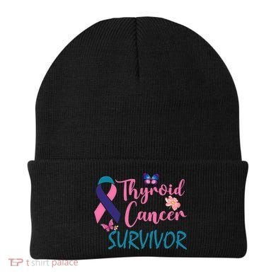 Butterflies Support Ribbon Thyroid Cancer Survivor Gift Beanie