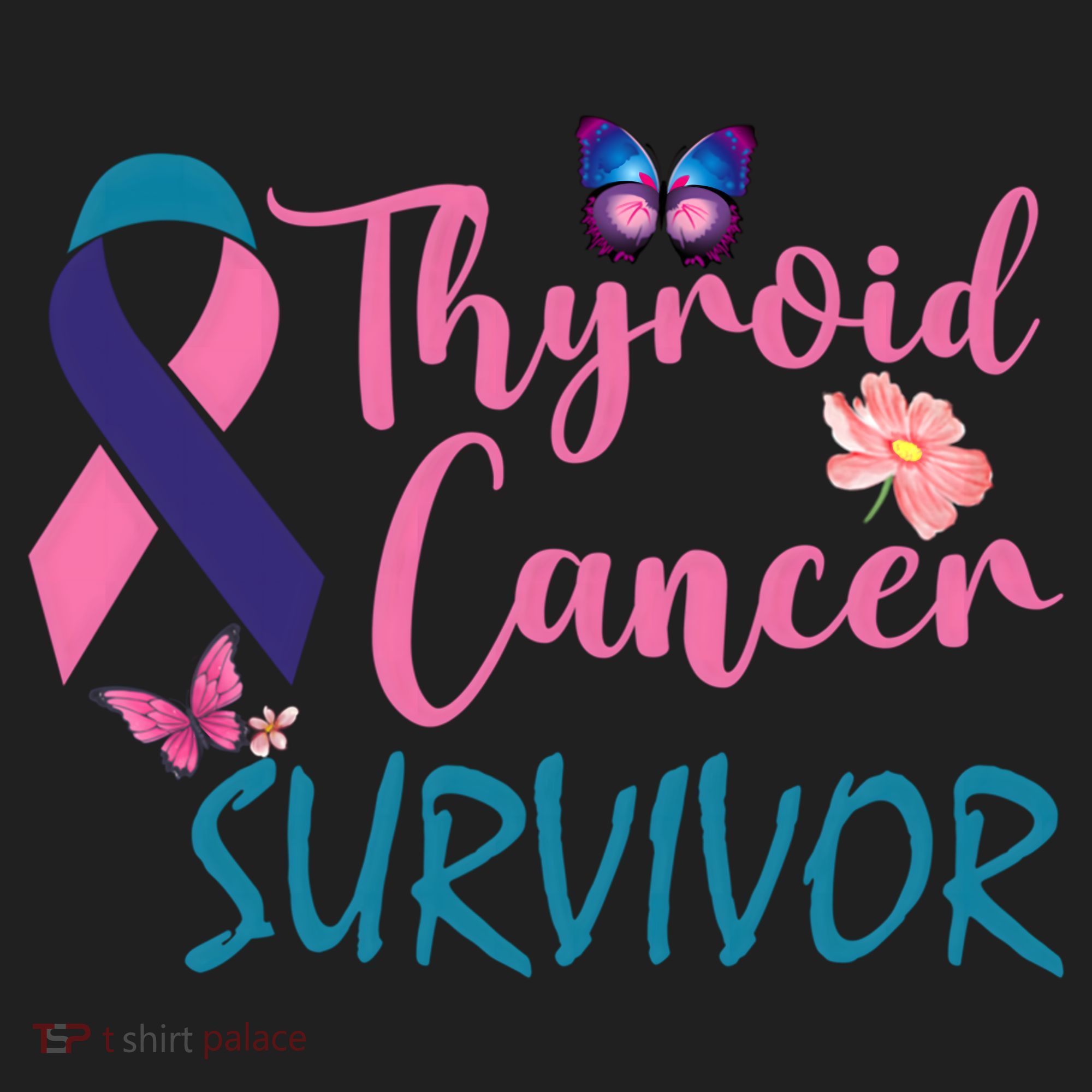 Butterflies Support Ribbon Thyroid Cancer Survivor Gift Beanie