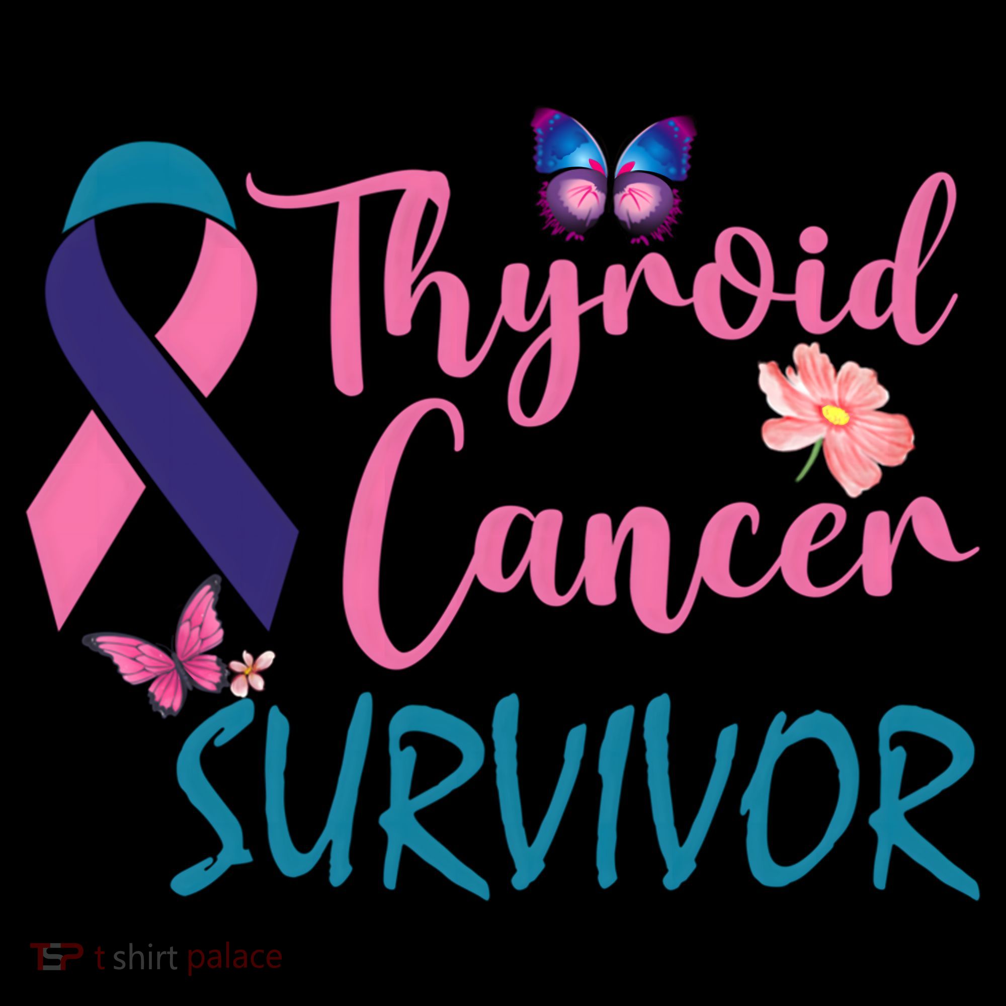 Butterflies Support Ribbon Thyroid Cancer Survivor Gift Women's Hoodie