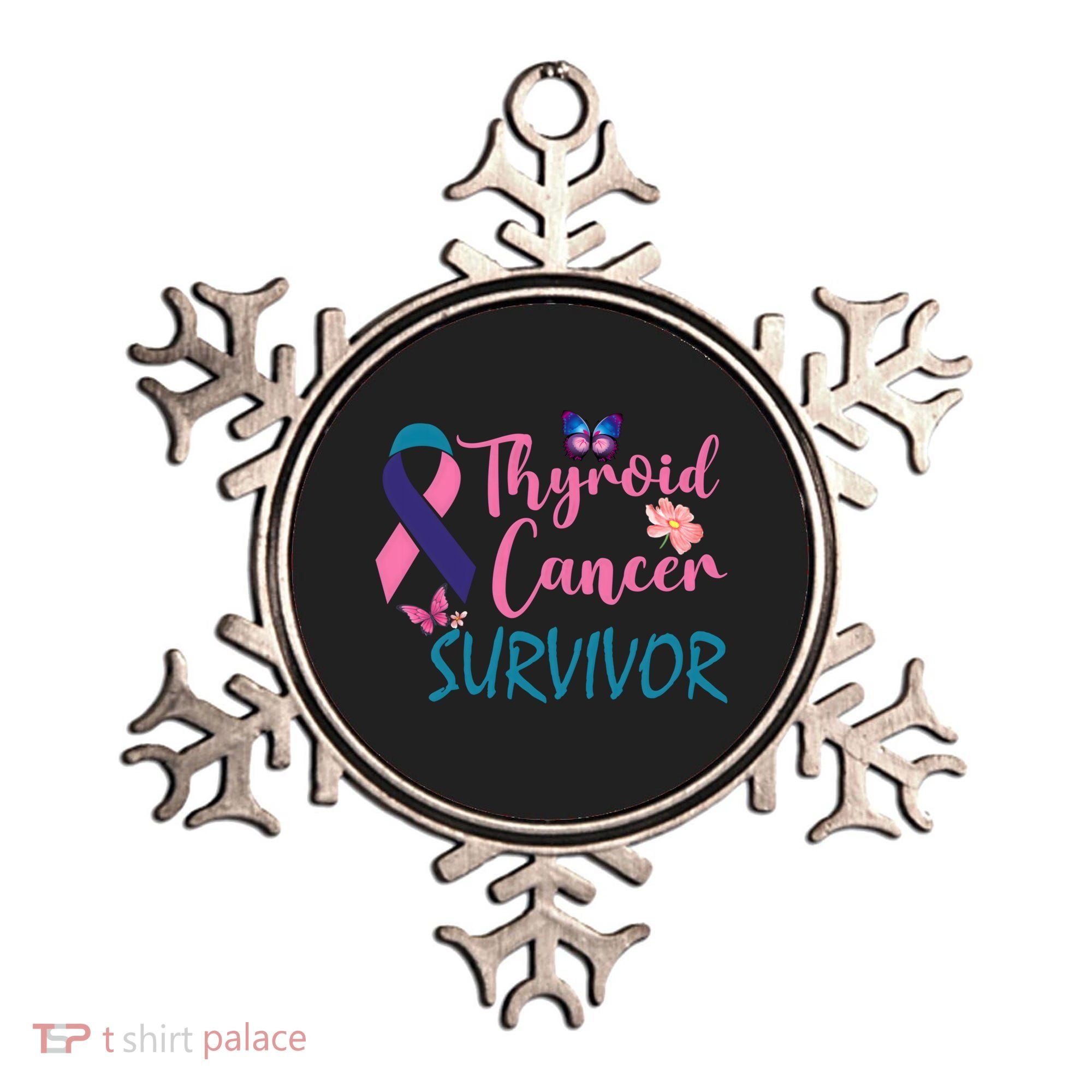 Butterflies Support Ribbon Thyroid Cancer Survivor Gift Ornament