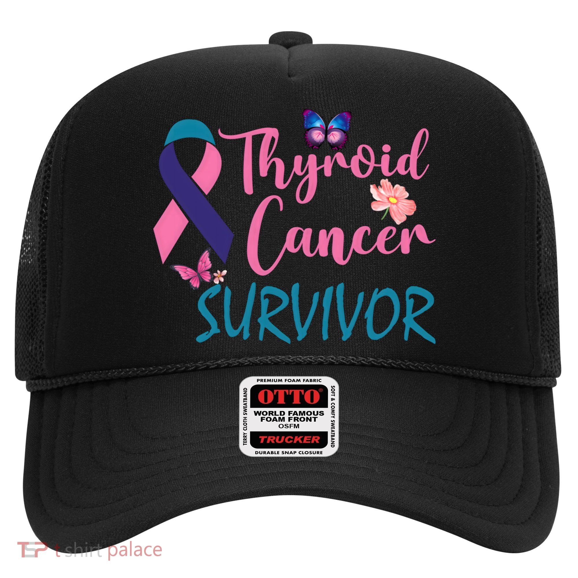 Butterflies Support Ribbon Thyroid Cancer Survivor Gift Hat