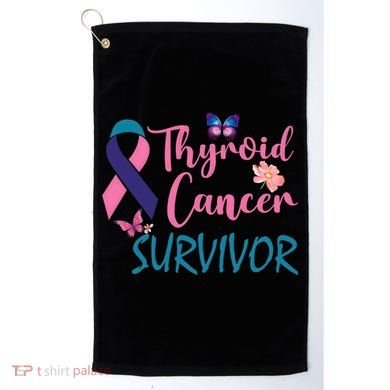 Butterflies Support Ribbon Thyroid Cancer Survivor Gift Golf Towel