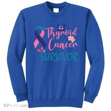 Butterflies Support Ribbon Thyroid Cancer Survivor Gift Sweatshirt