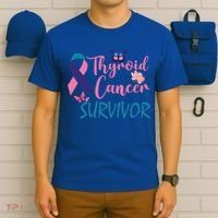 Butterflies Support Ribbon Thyroid Cancer Survivor Gift T-Shirt thumb 6