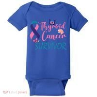 Butterflies Support Ribbon Thyroid Cancer Survivor Gift Baby Bodysuit thumb 0