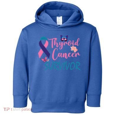 Butterflies Support Ribbon Thyroid Cancer Survivor Gift Toddler Hoodie