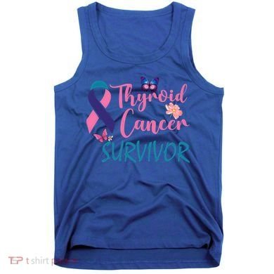 Butterflies Support Ribbon Thyroid Cancer Survivor Gift Tank Top