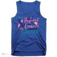 Butterflies Support Ribbon Thyroid Cancer Survivor Gift Tank Top thumb 0