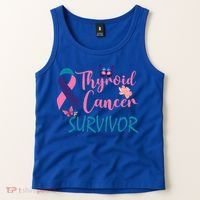 Butterflies Support Ribbon Thyroid Cancer Survivor Gift Tank Top thumb 2