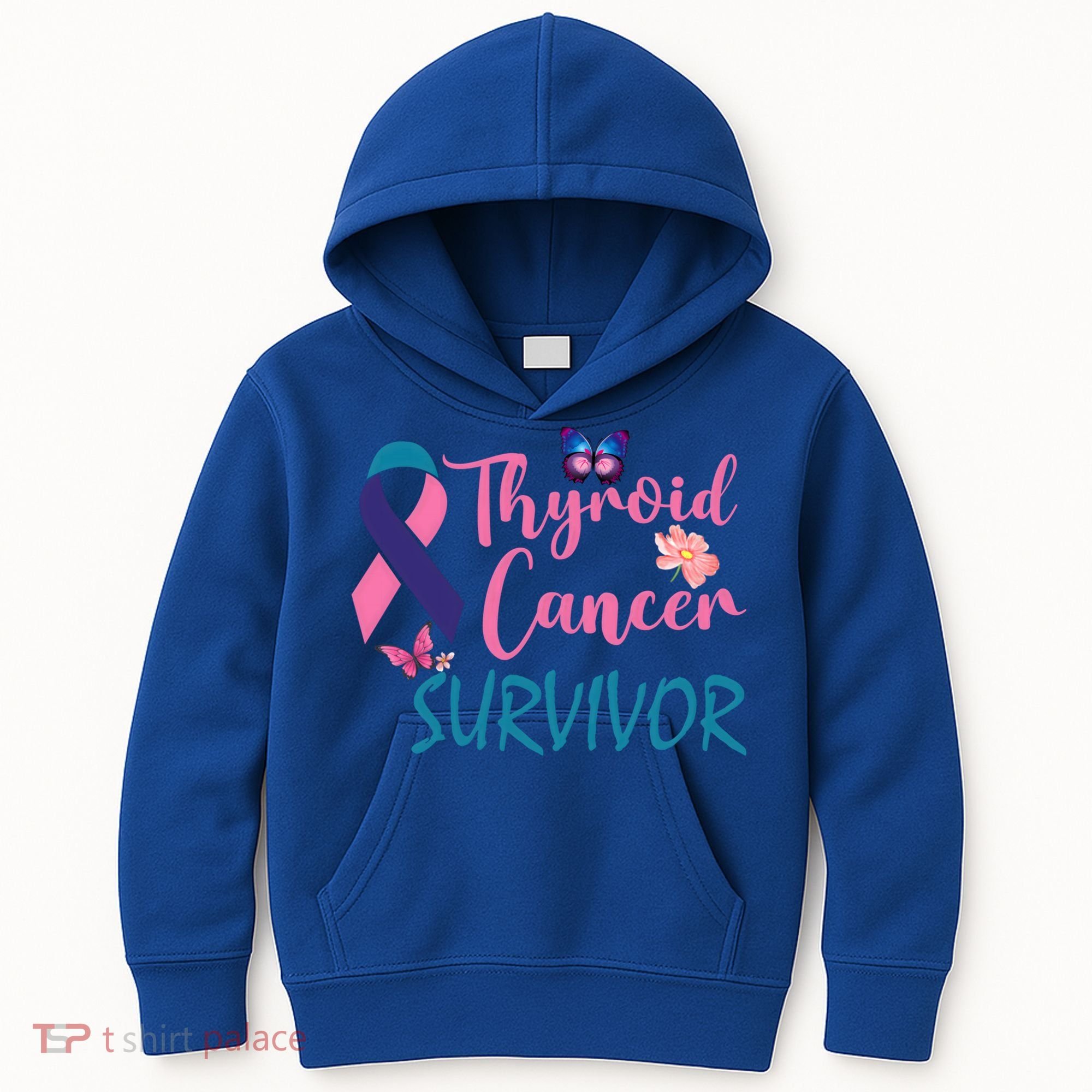 Butterflies Support Ribbon Thyroid Cancer Survivor Gift Kids Hoodie