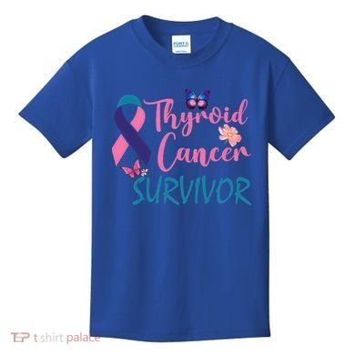 Butterflies Support Ribbon Thyroid Cancer Survivor Gift Kids T-Shirt