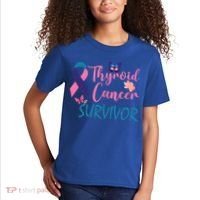 Butterflies Support Ribbon Thyroid Cancer Survivor Gift Kids T-Shirt thumb 2