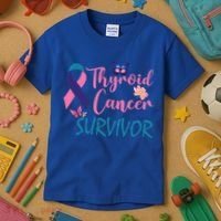 Butterflies Support Ribbon Thyroid Cancer Survivor Gift Kids T-Shirt thumb 3