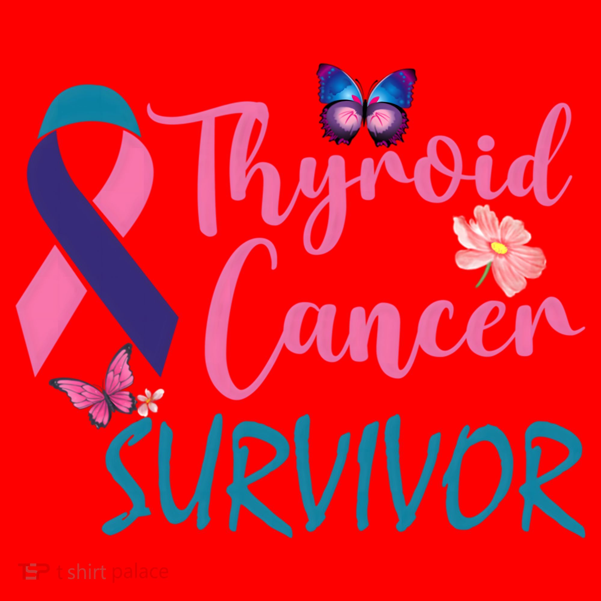 Butterflies Support Ribbon Thyroid Cancer Survivor Gift Santa Hat