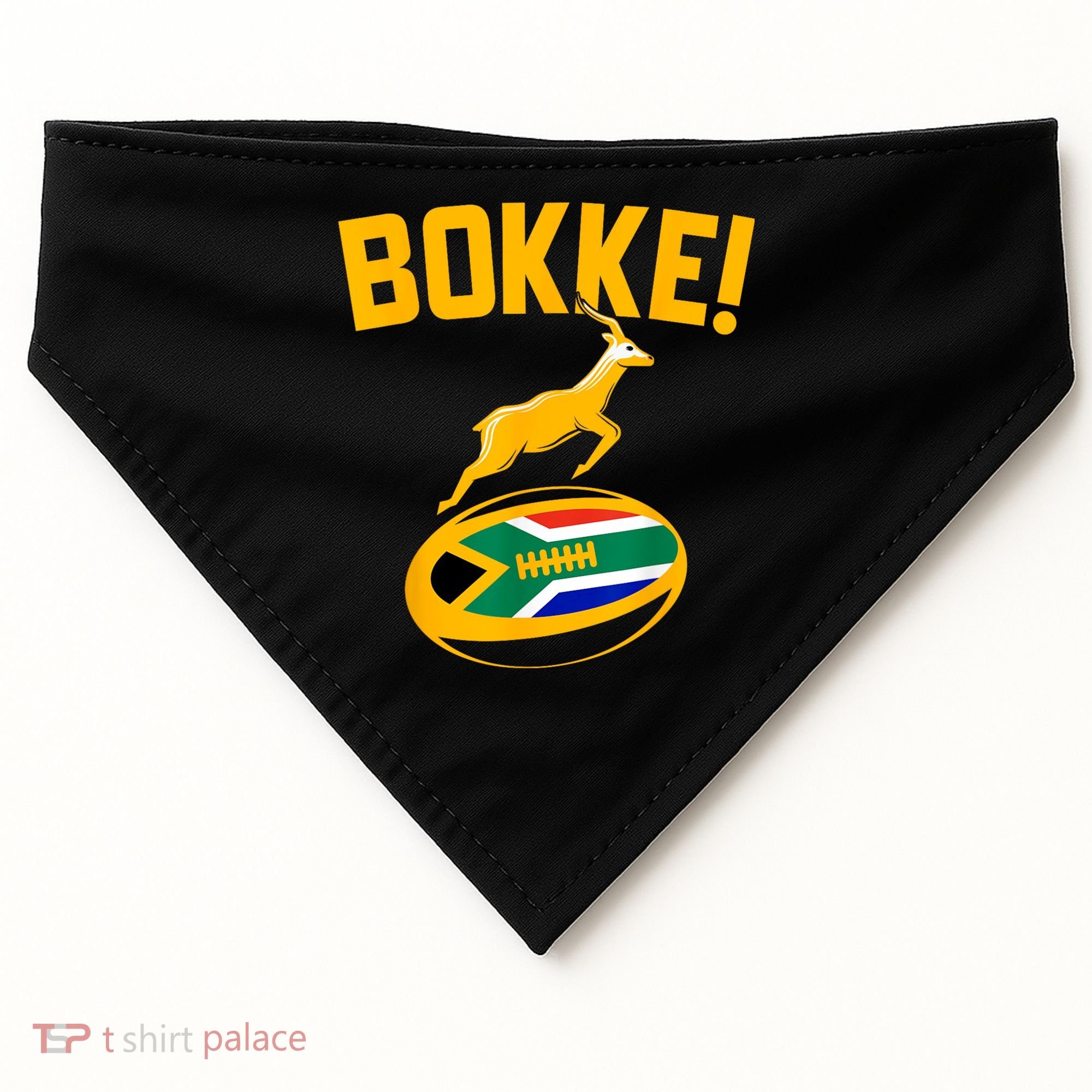 Bokke! Springbok Rugby South African Flag USA-Made Doggie Bandana