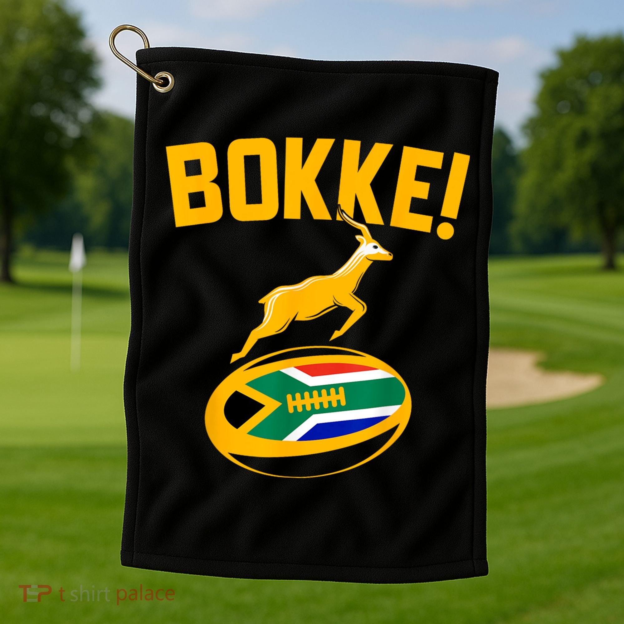 Bokke! Springbok Rugby South African Flag Golf Towel