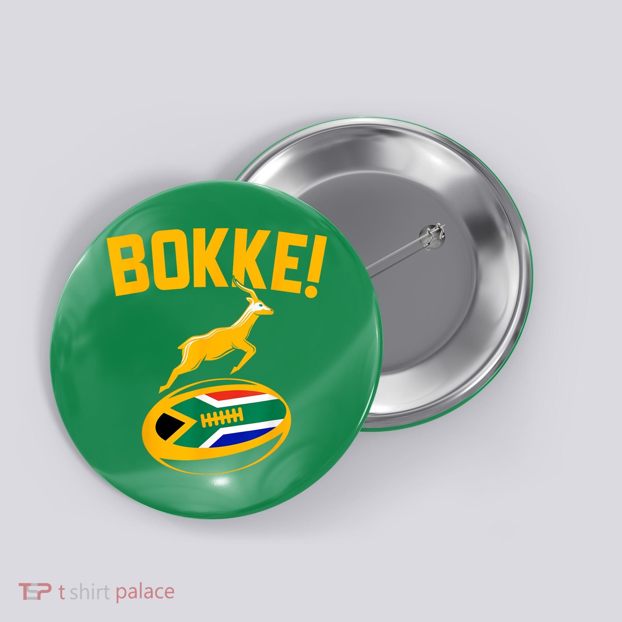 Bokke! Springbok Rugby South African Flag Button