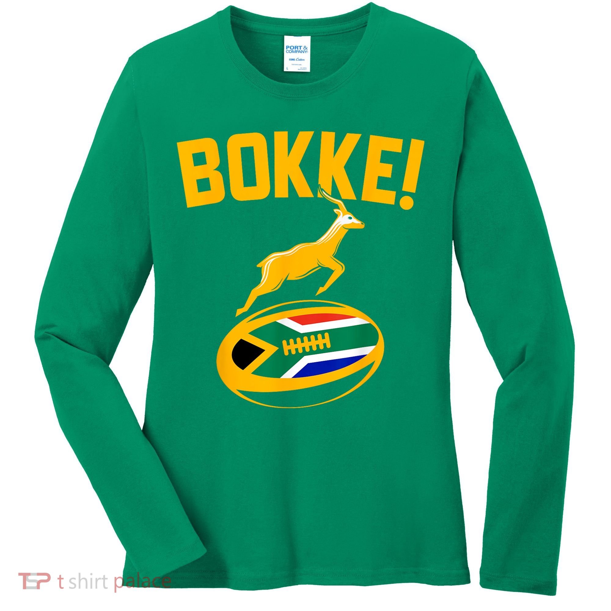 Bokke! Springbok Rugby South African Flag Women's Long Sleeve Shirt