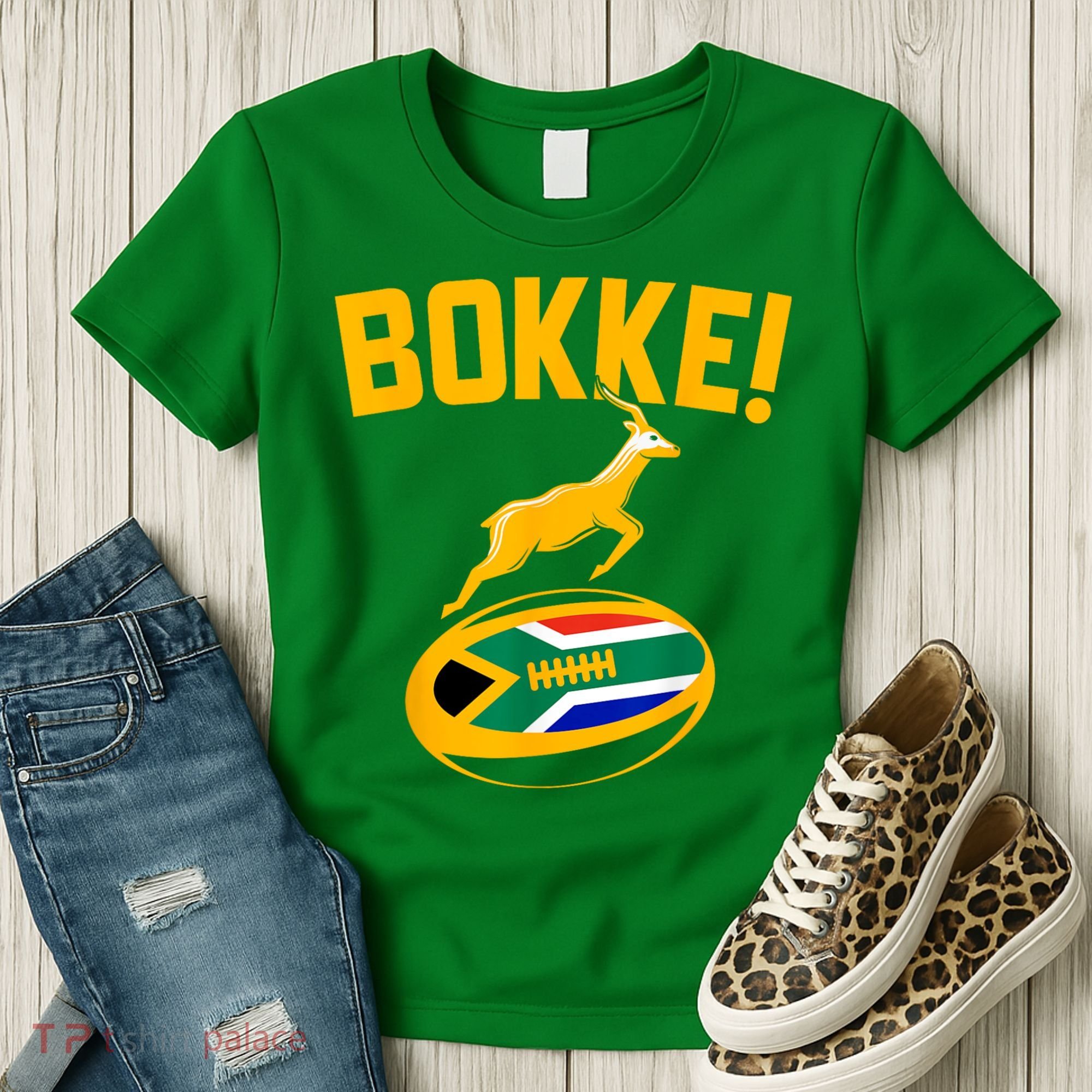 Bokke! Springbok Rugby South African Flag Women's T-Shirt