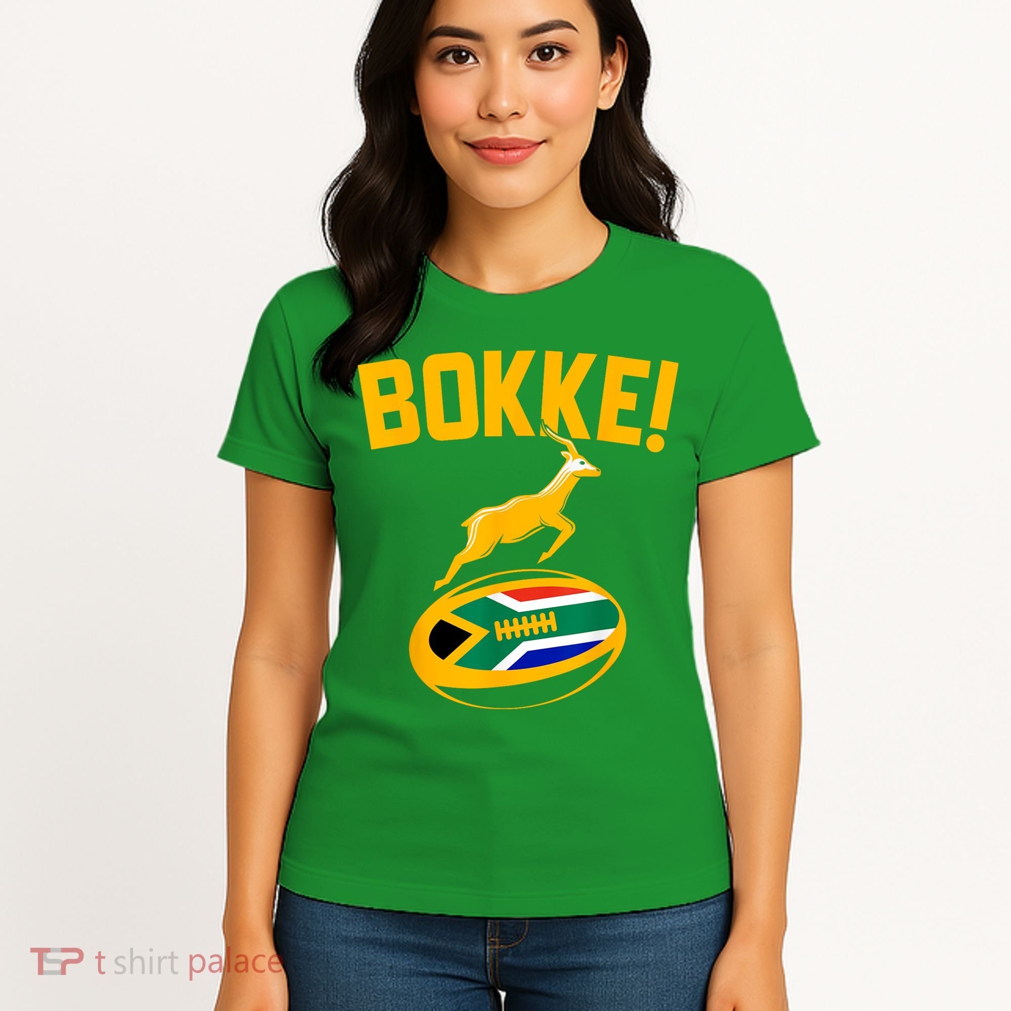 Bokke! Springbok Rugby South African Flag Women's T-Shirt