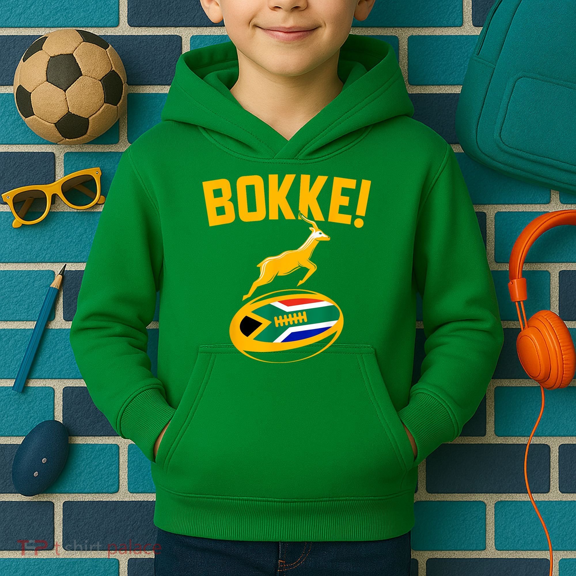 Bokke! Springbok Rugby South African Flag Kids Hoodie